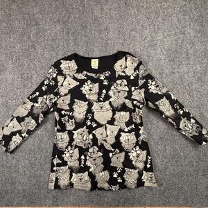 Jess & Jane Women's Long Sleeve Cat Medley Top, Small‎ #1057